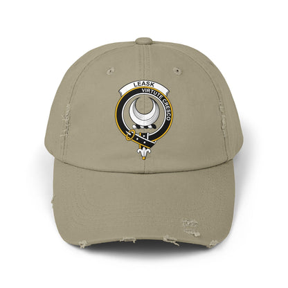 Leask Clan Crest Scottish Distressed Baseball Cap - Celtic Ancestry Gifts
