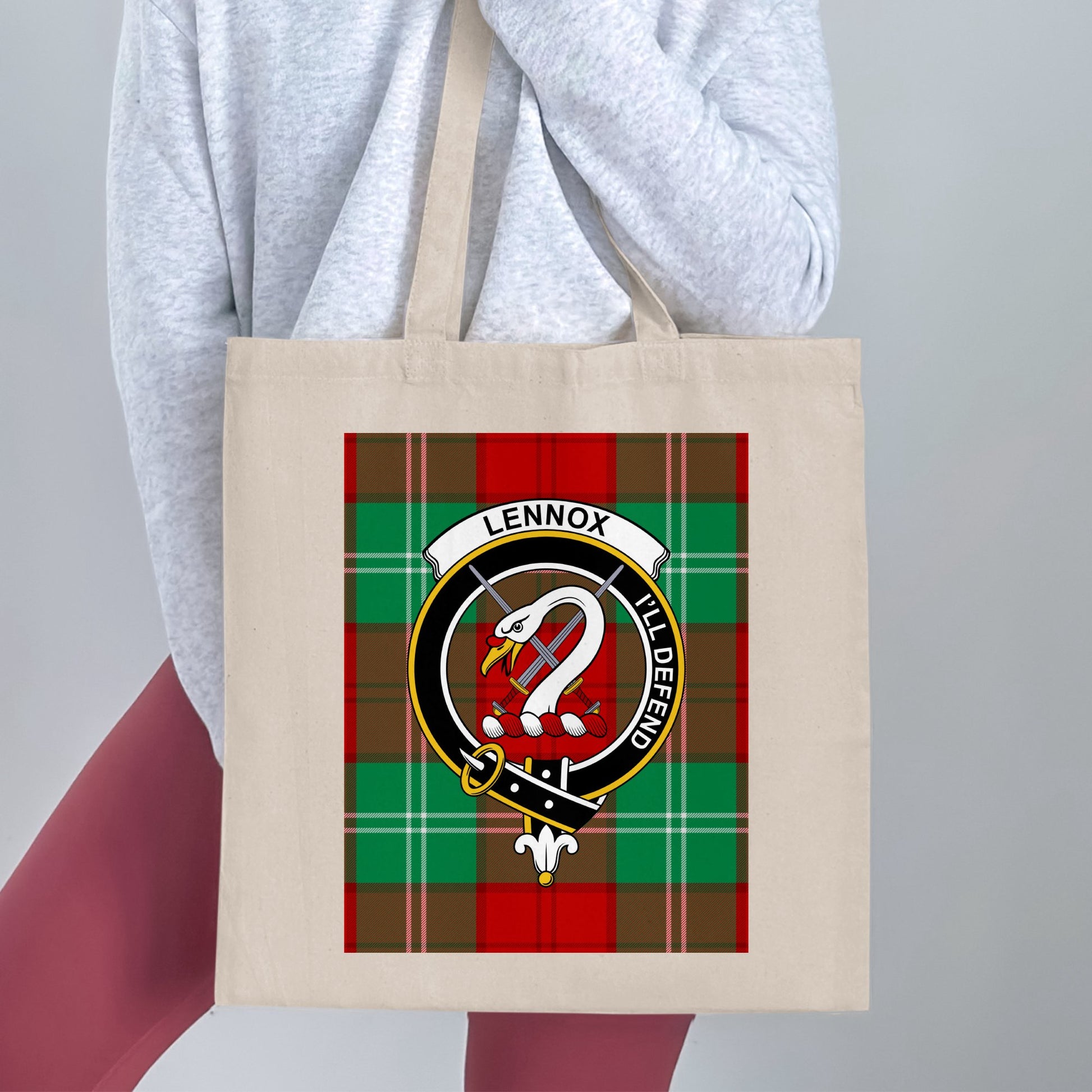 Lennox Clan Scottish Crest Tartan Tote Bag - Living Stone Gifts