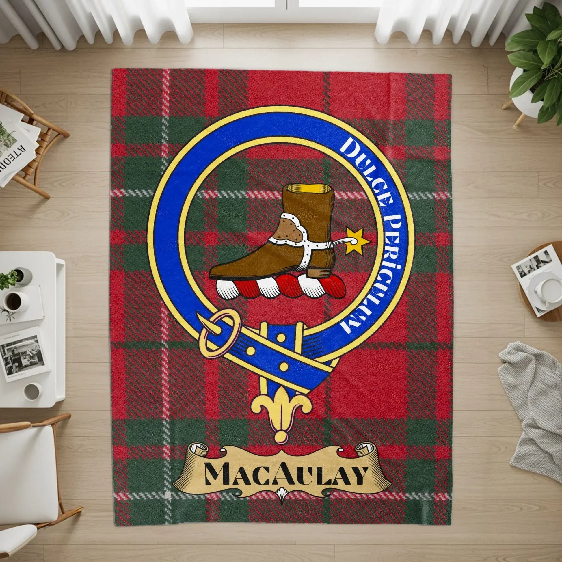 Scottish Clan Macaulay Crest Tartan Rug product
