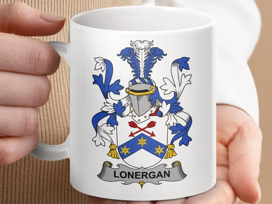 Lonergan Surname Irish Family Crest Mug - Celtic Ancestry Gifts