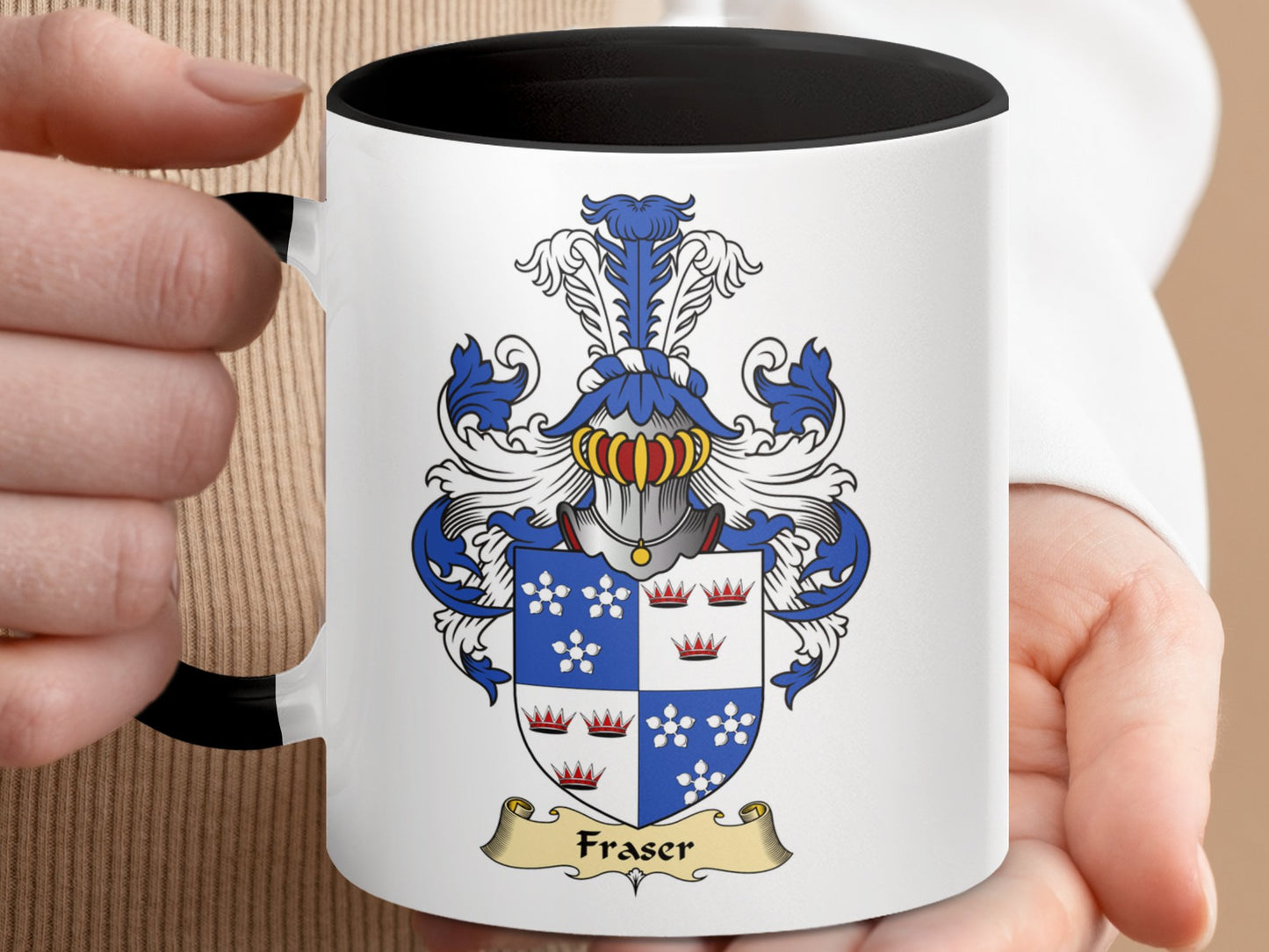 Clan Fraser Scottish Coat of Arms Accent Coffee Mug - Living Stone Gifts