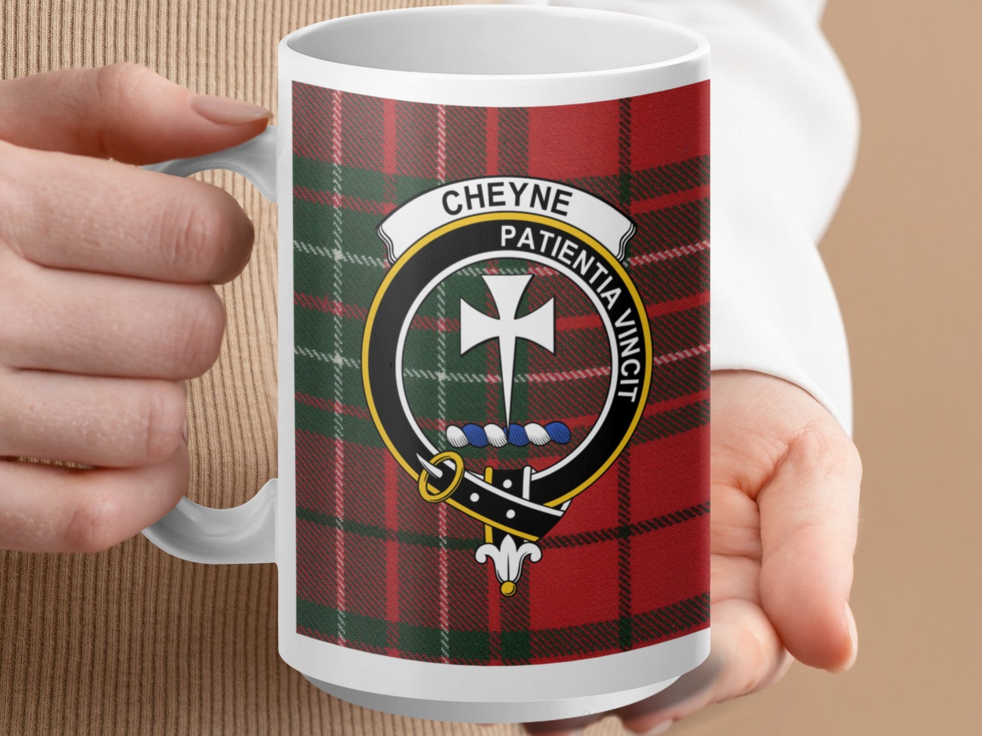 Clan Cheyne Scottish Tartan Crest Mug - Living Stone Gifts