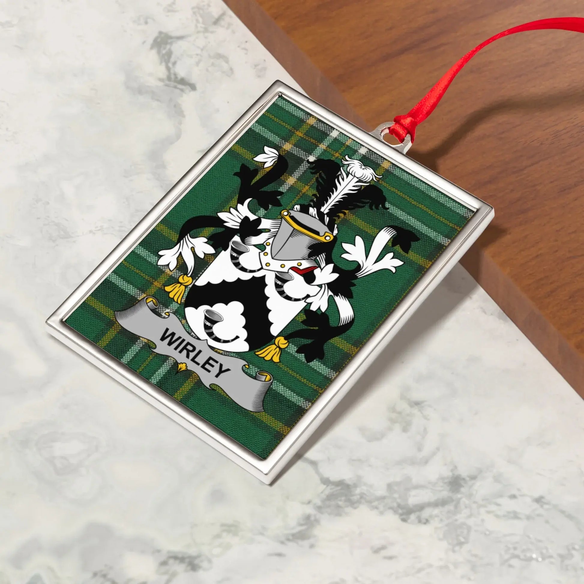Wirley Family Crest Green Plaid Rectangular Ornament product