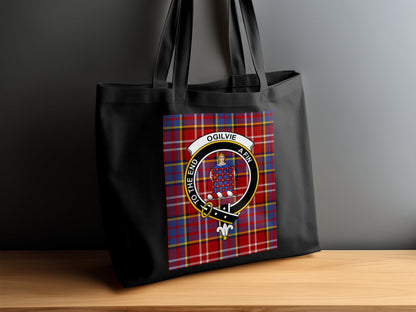 Scottish Clan Crest Ogilvie Tartan Checked Tote Bag - Living Stone Gifts