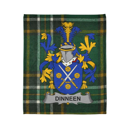 Dinneen Family Crest with Tartan Pattern Blanket product