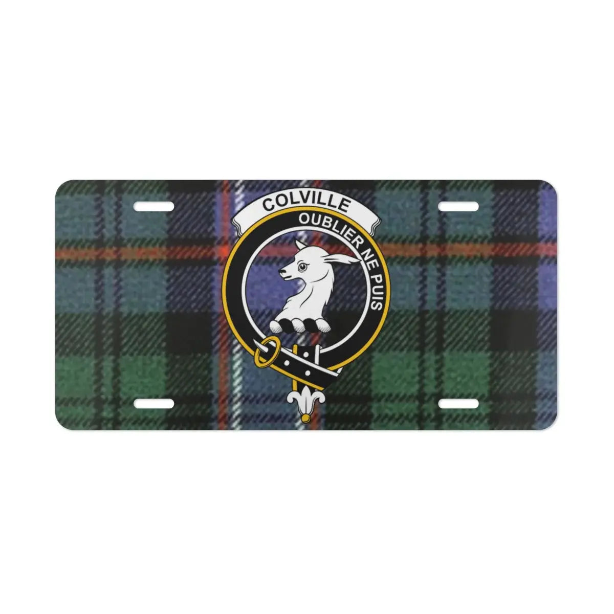 Colville Oubliez Ne Puis Scottish Tartan License Plate product