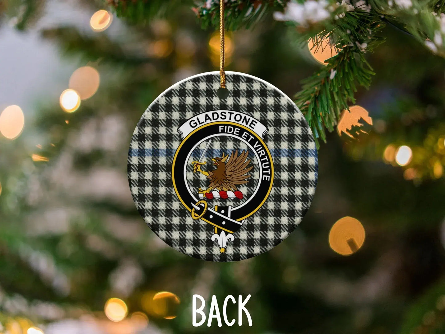 Gladstone Fide Et Virtute Plaid Ornament product