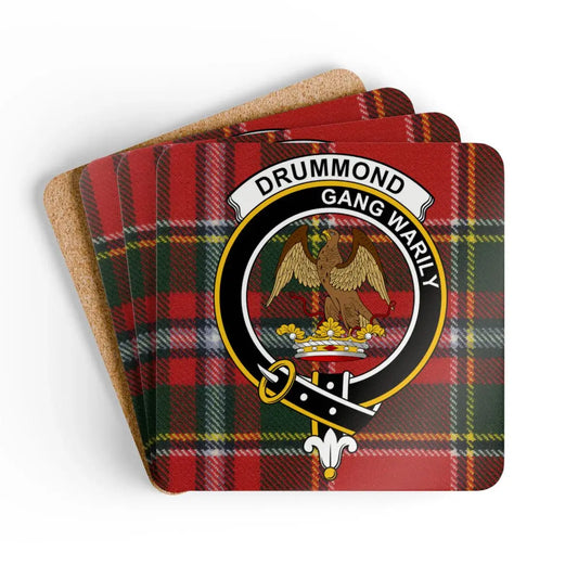 Clan Drummond Crest Tartan Plaid Coaster Set product type