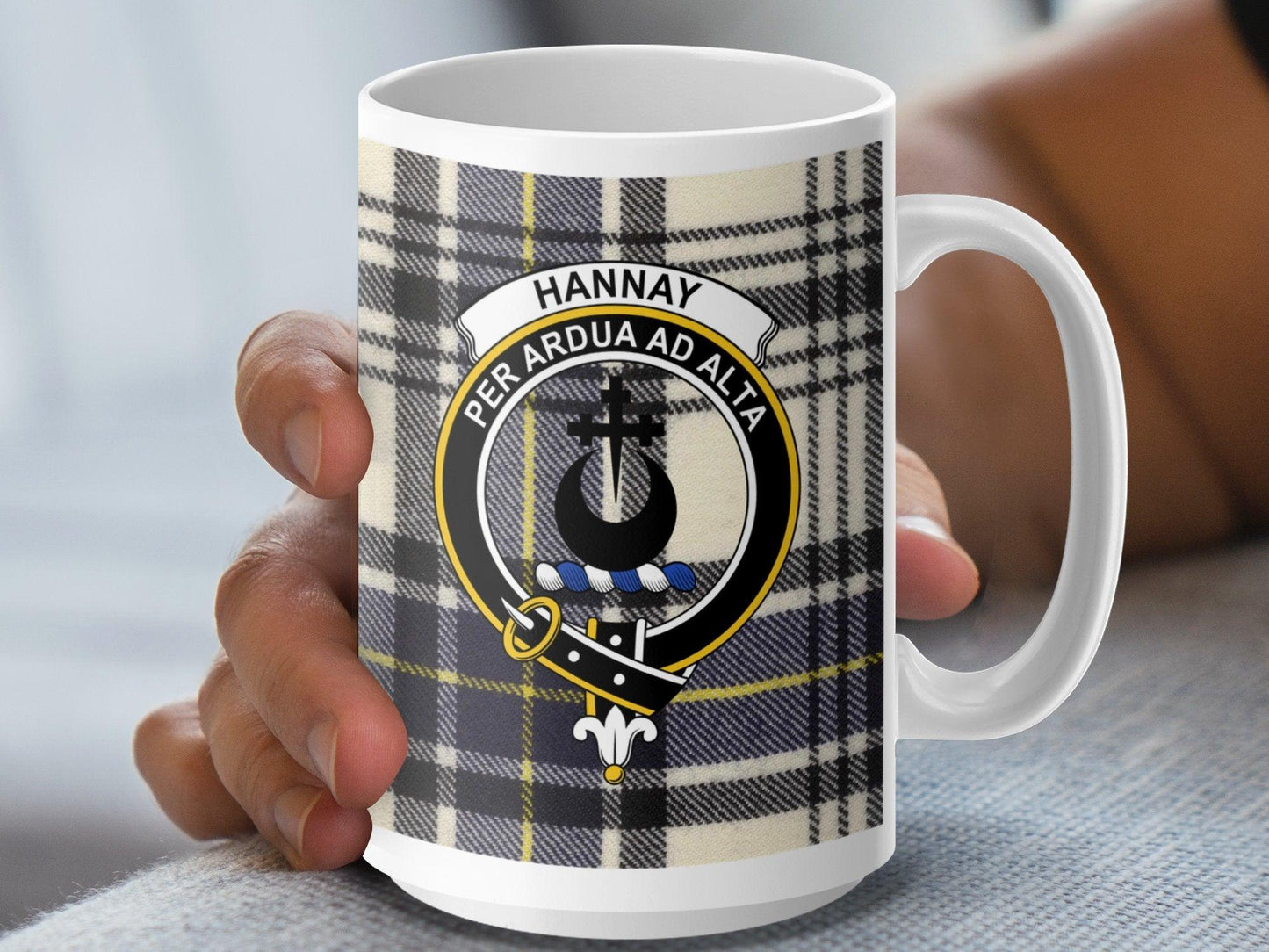 Traditional Hannay Clan Crest Tartan Plaid Coffee Mug - Living Stone Gifts