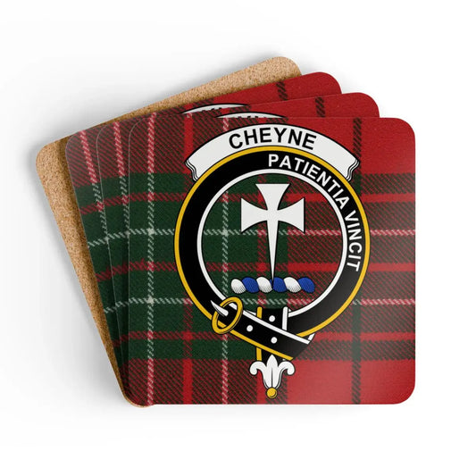 Cheyne Clan Crest Tartan Design Coaster Set product type
