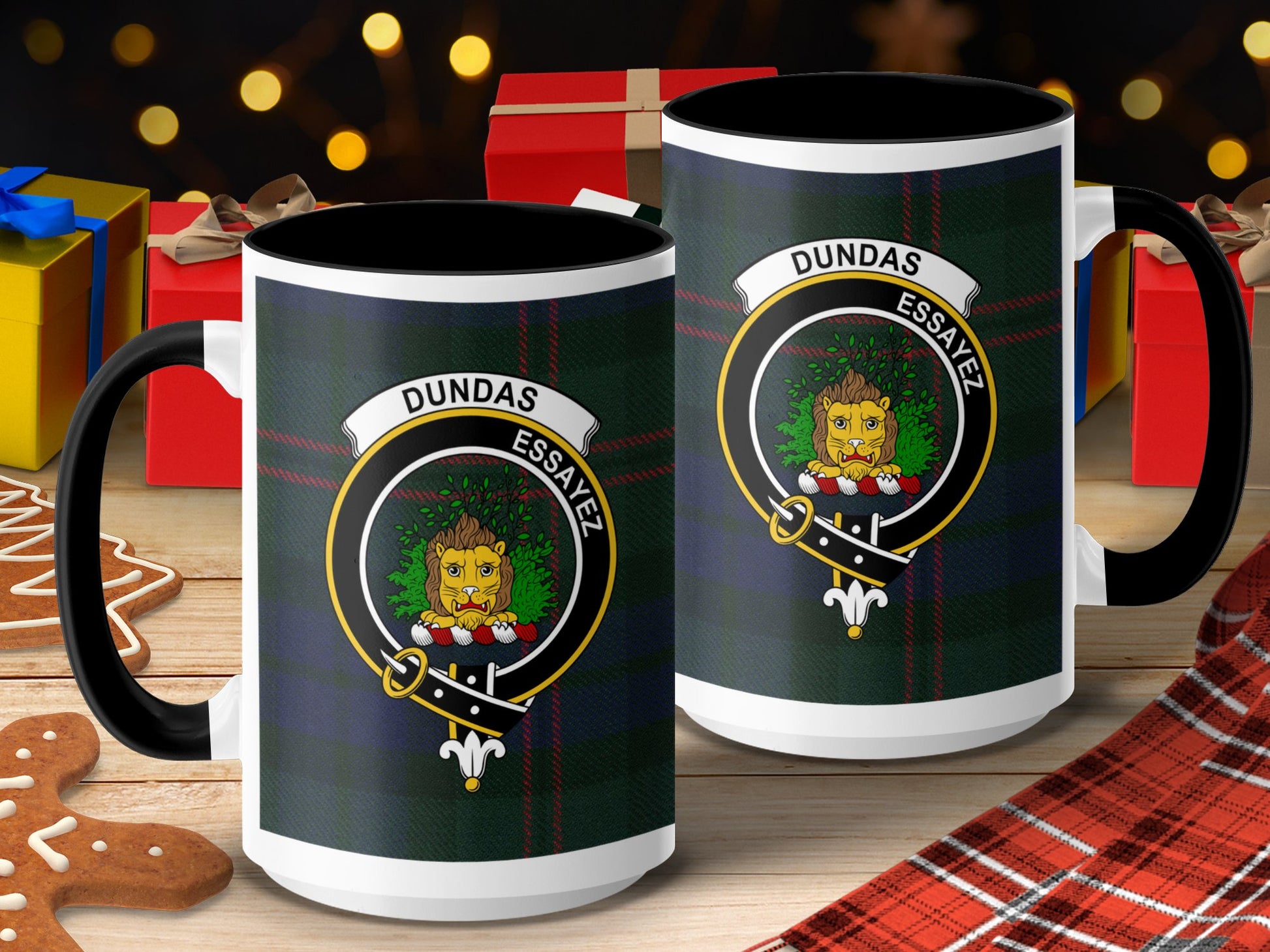 Clan Dundas Scottish Tartan Crest Design Mug - Living Stone Gifts