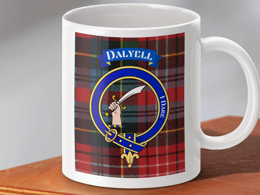 Scottish Clan Crest Coffee Mug Dalyell Tartan Mug product type