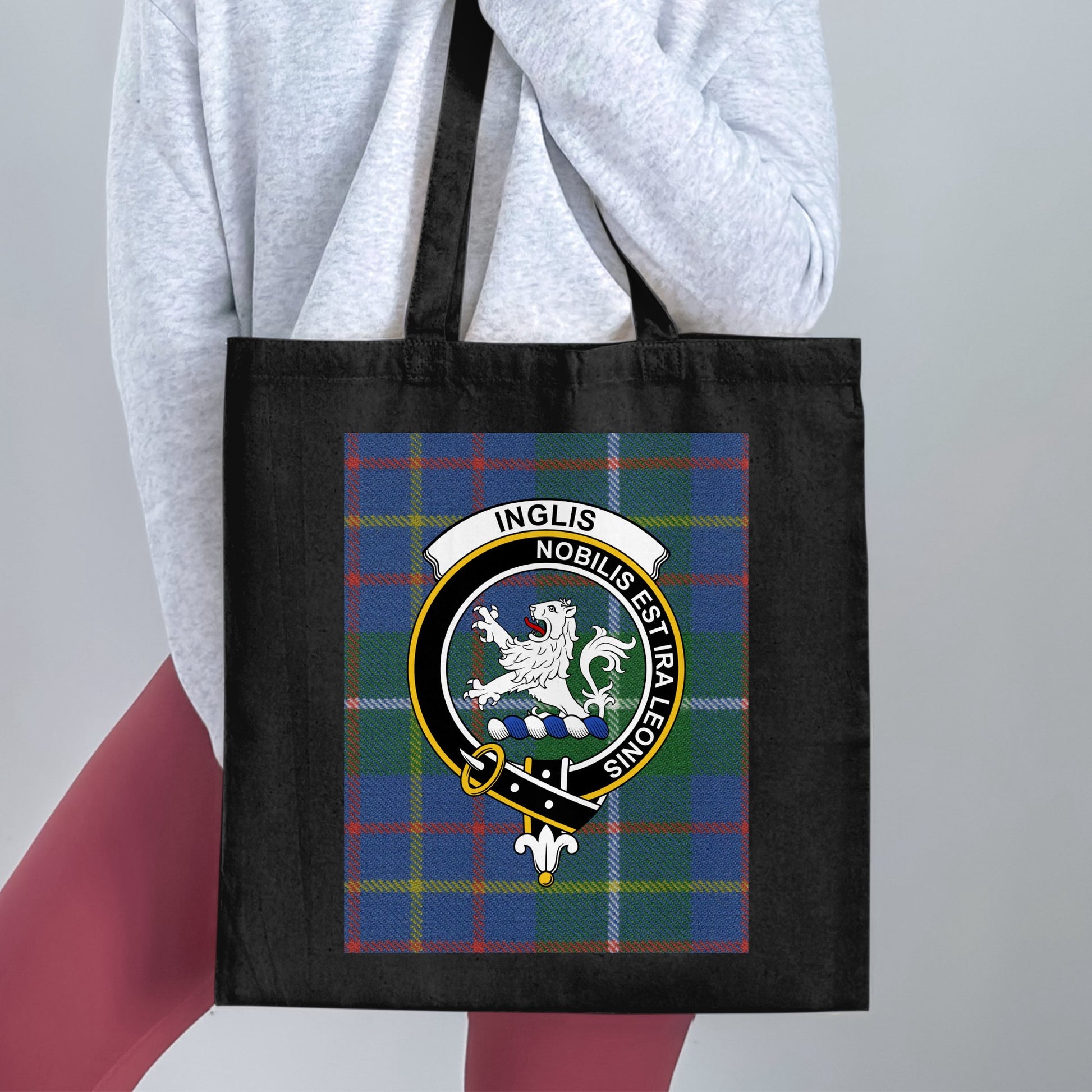 Clan Inglis Scottish Crest Tartan Tote Bag - Living Stone Gifts