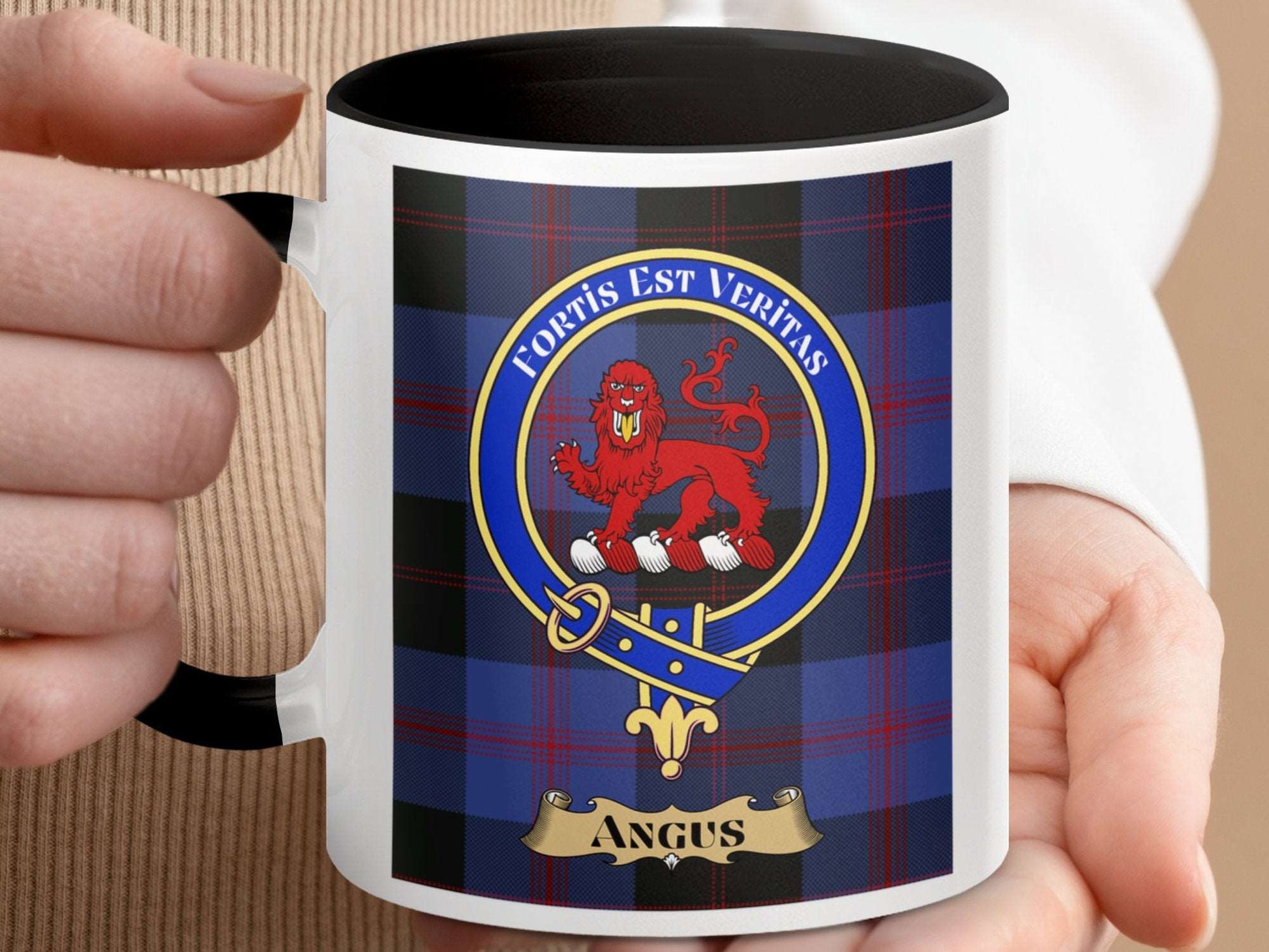 Angus Crest Plaid Design Loyalty Honor Truth Mug - Living Stone Gifts