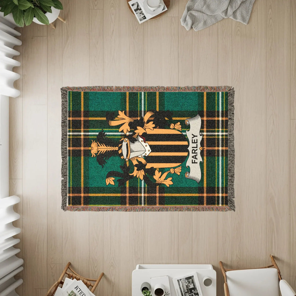 Farley Heraldic Plaid Pattern Green Black Orange product type