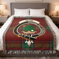 Clan Seton Hazard Yet Forward tartan woven blanket — crest in full colour, fringe border, 60" x 50"