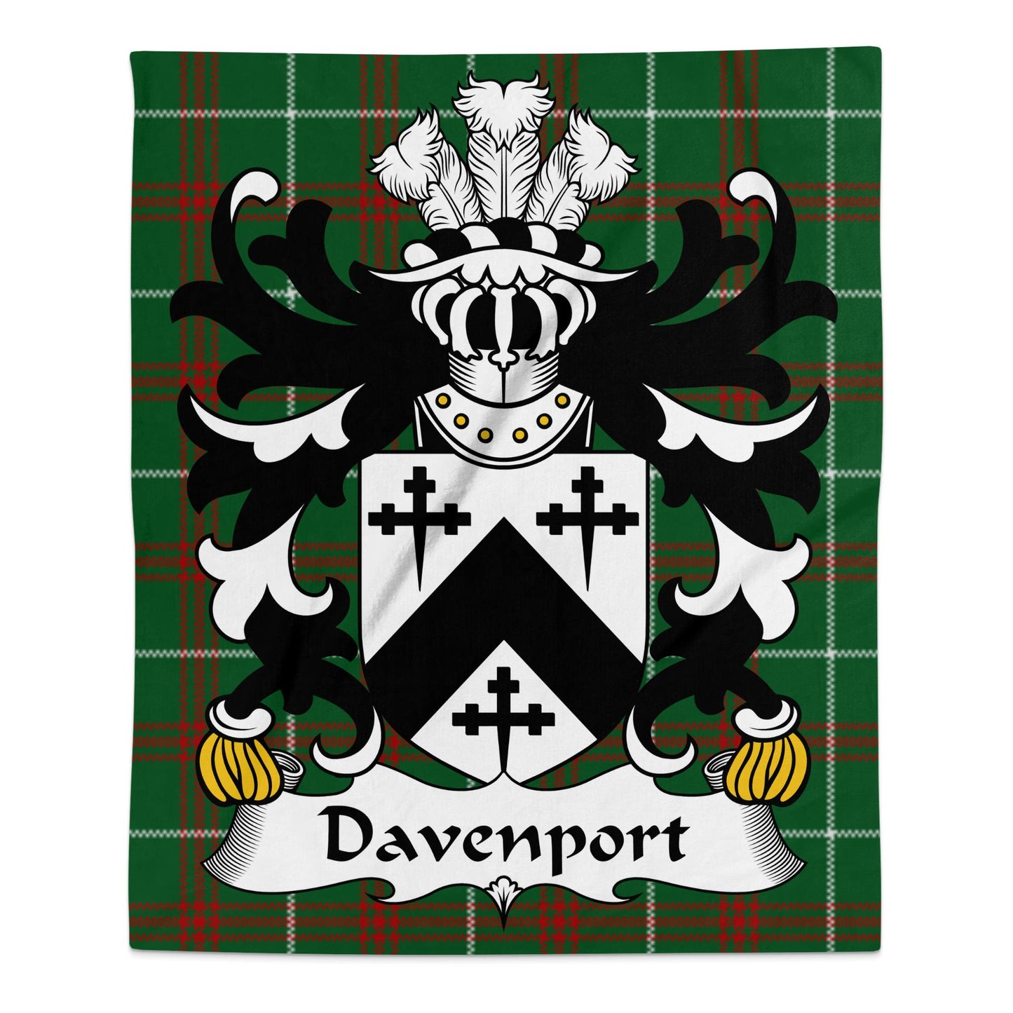 Davenport Welsh Surname Coat of Arms Tartan Blanket - Living Stone Gifts