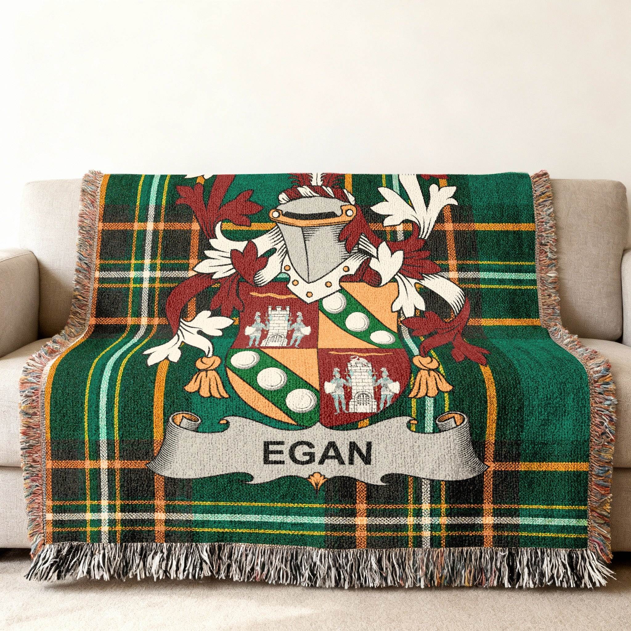 Egan Crest Tartan Green Gold Red Black Throw product type
