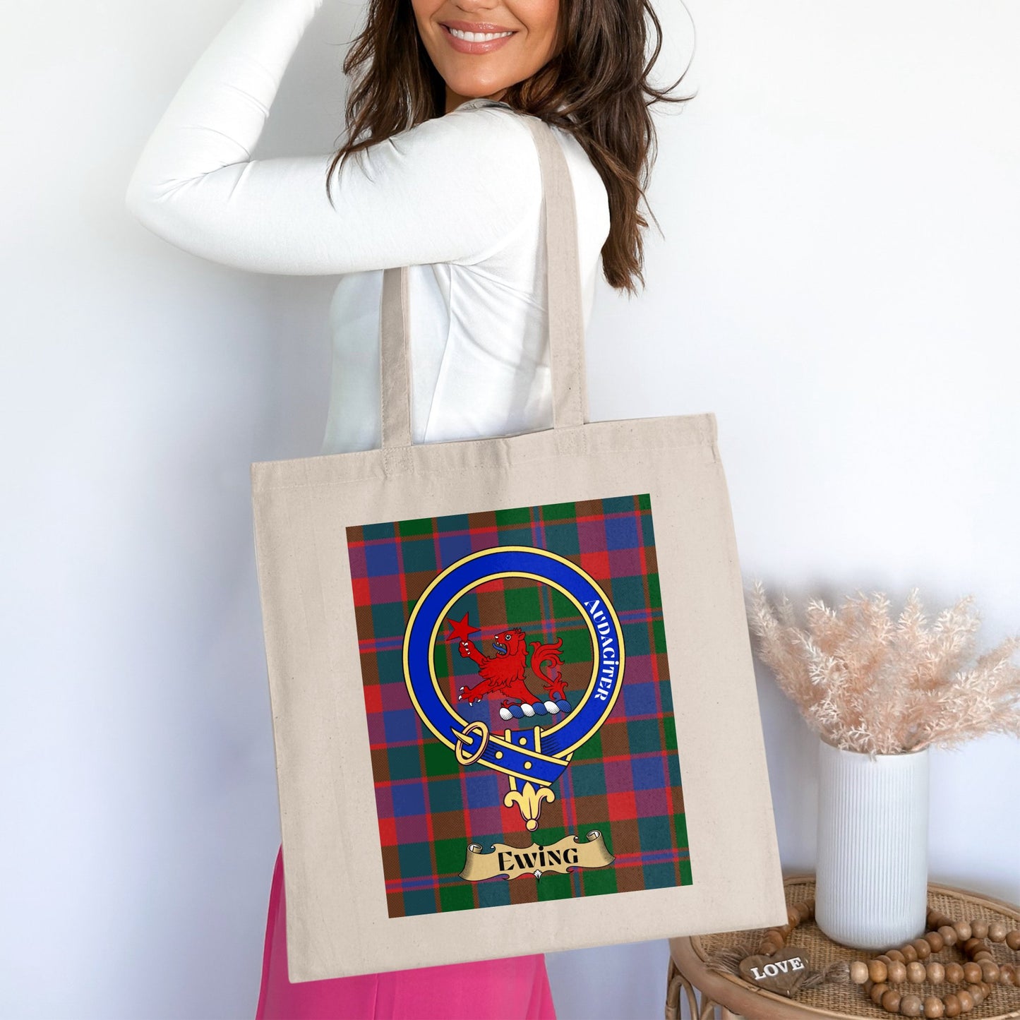 Ewing Clan Scottish Tartan Pattern Tote Bag - Living Stone Gifts