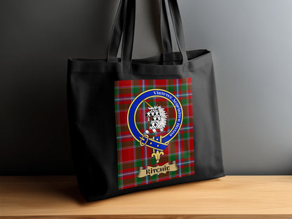 Scottish clan crest on tartan background Tote Bag - Living Stone Gifts