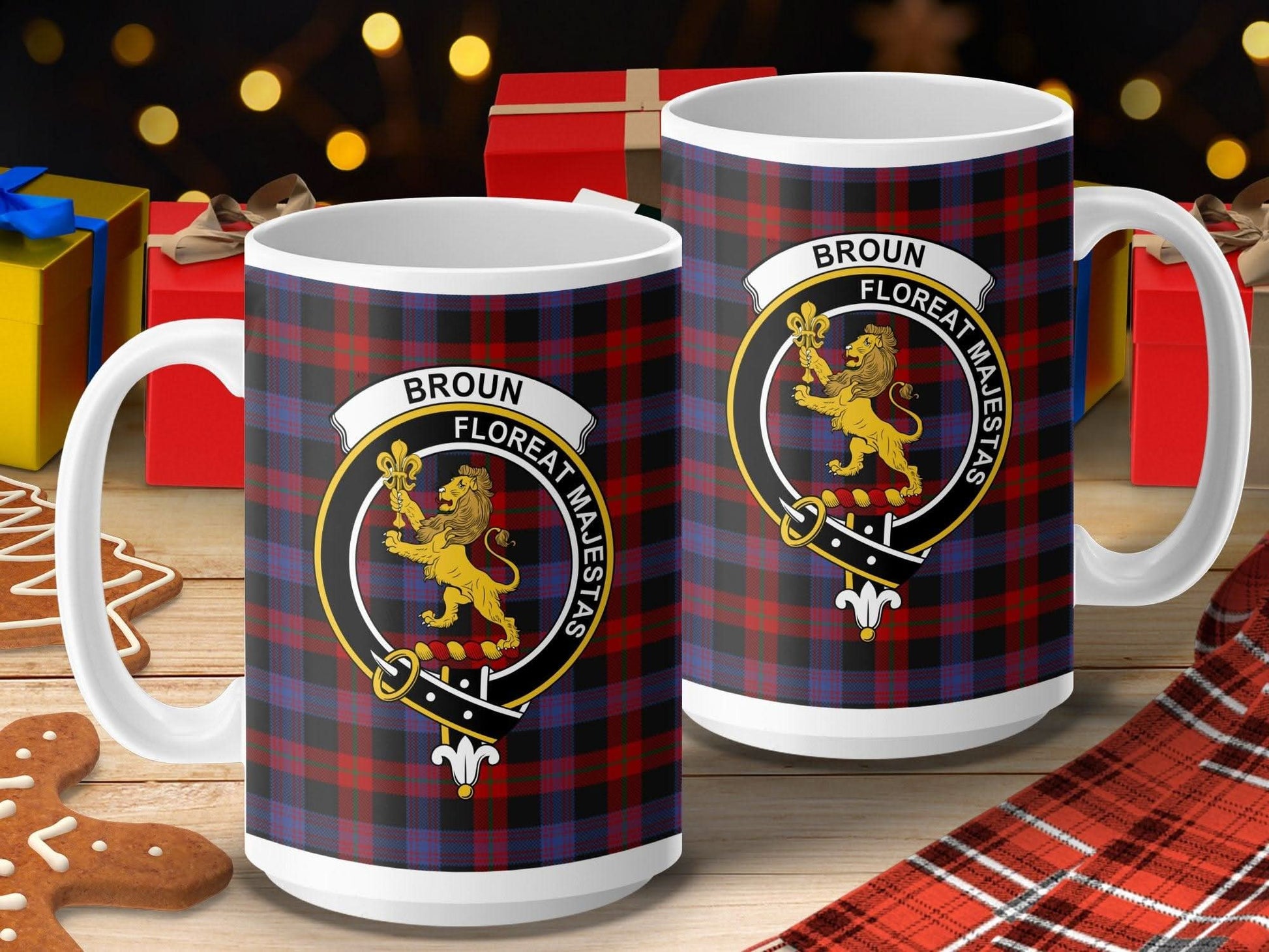 Floreat Majestas Broun Crest Plaid Design Mug product type
