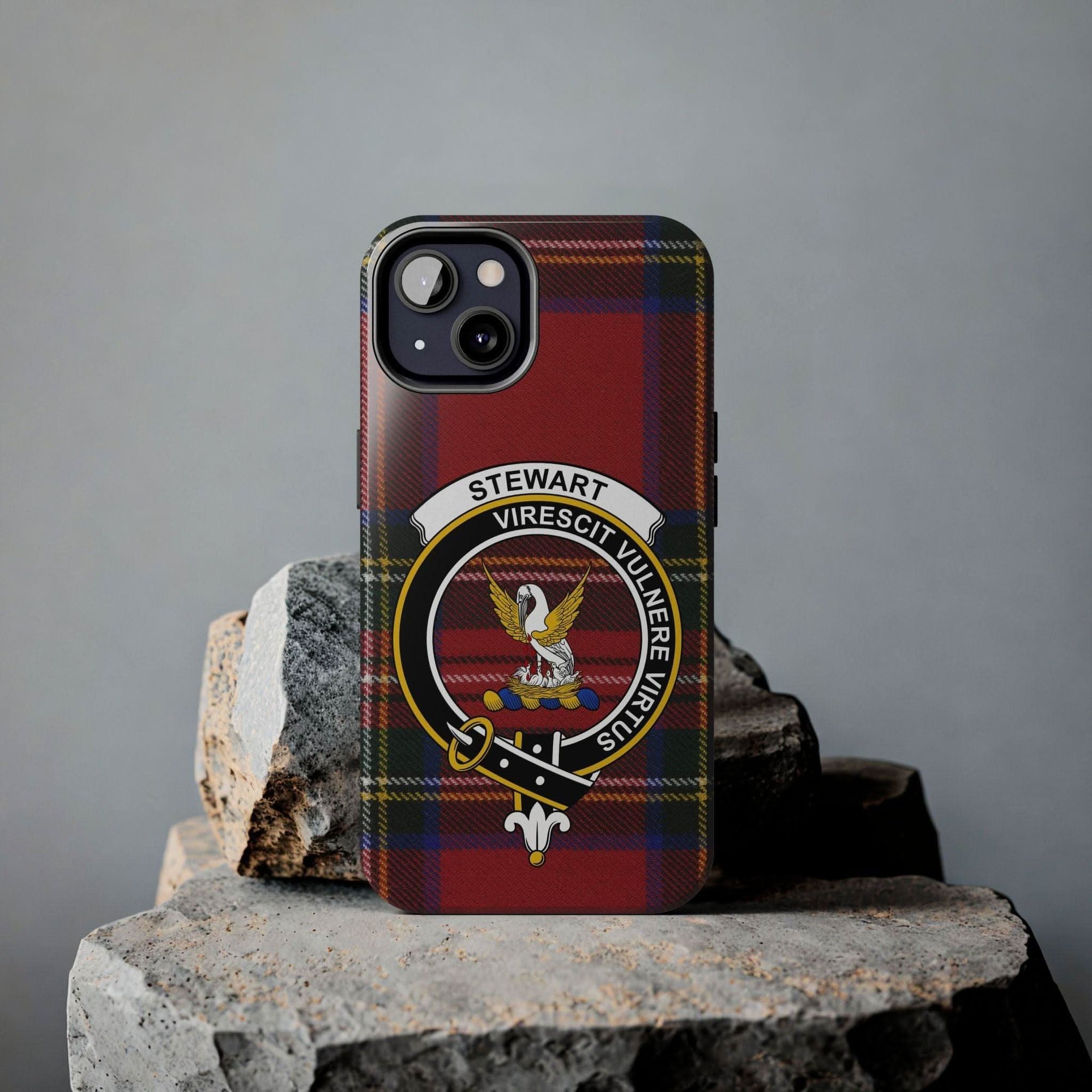 Stewart Tartan Clan Crest Cell Phone Case - Celtic Ancestry Gifts