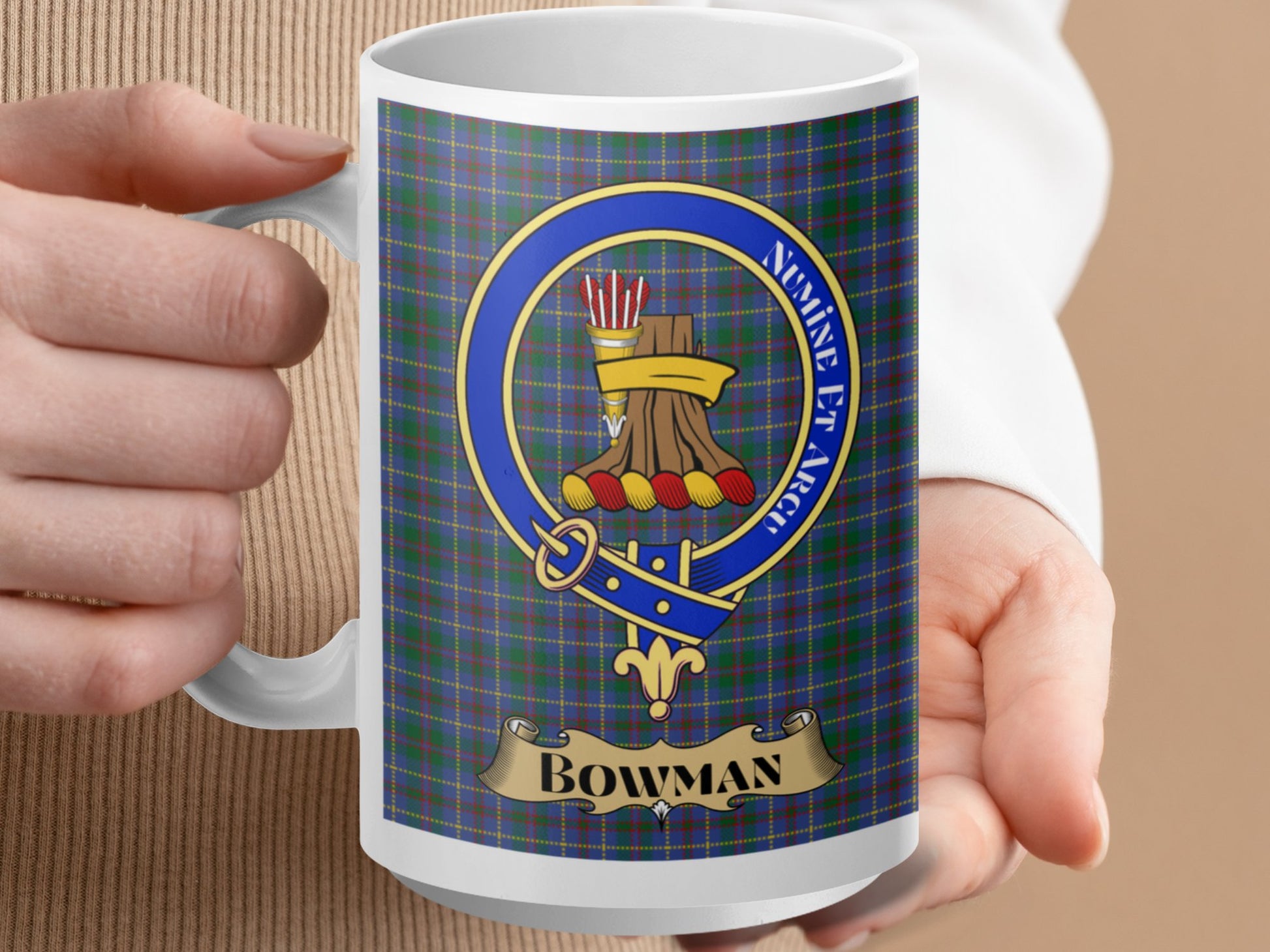 Scottish Clan Bowman Coat of Arms Plaid Pattern Mug - Living Stone Gifts