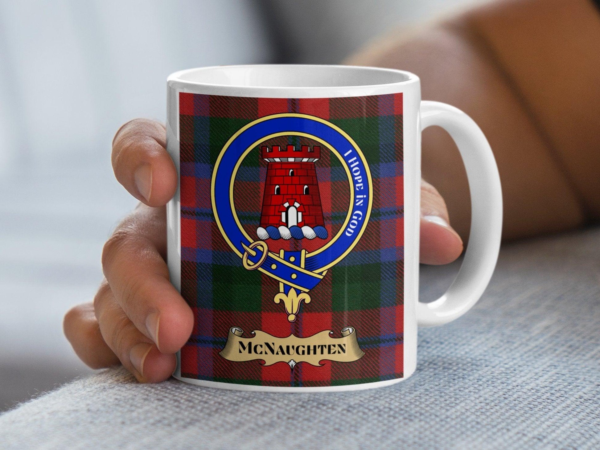 McNaughten Clan Crest Tartan Design Coffee Mug - Living Stone Gifts