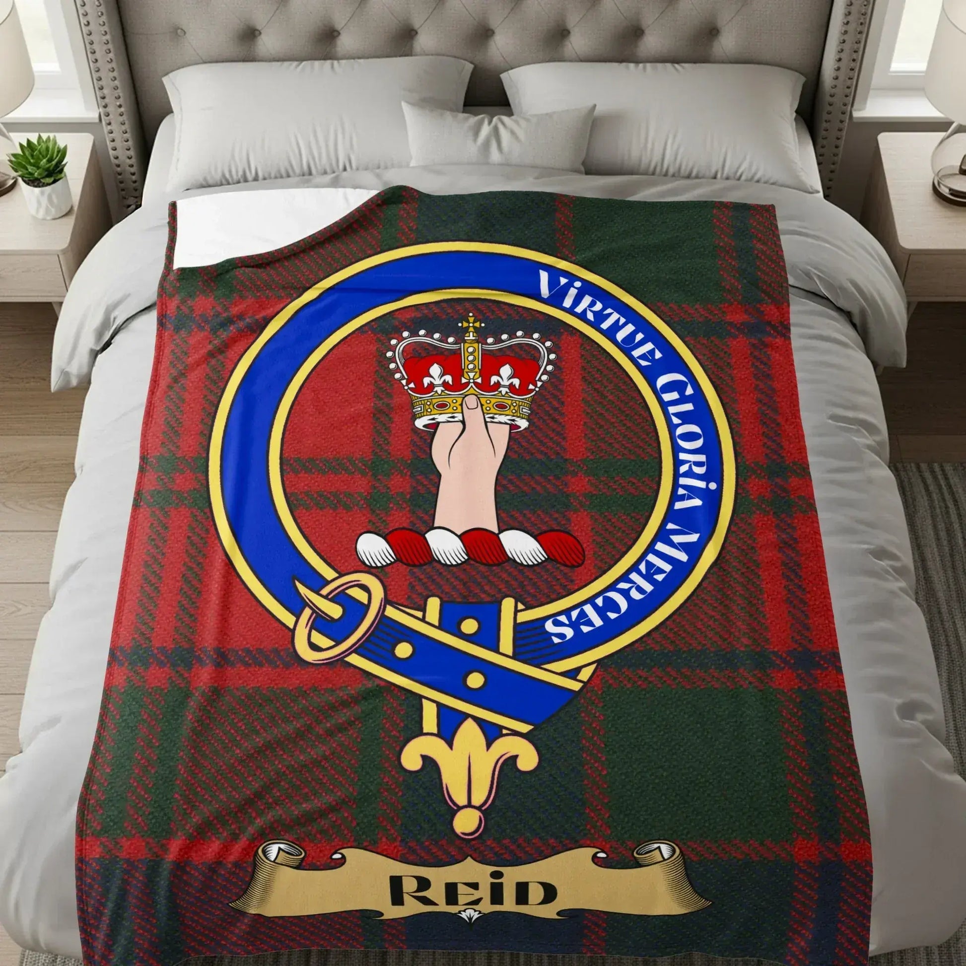 Tartan Plaid Blanket With Crest Reid Product type