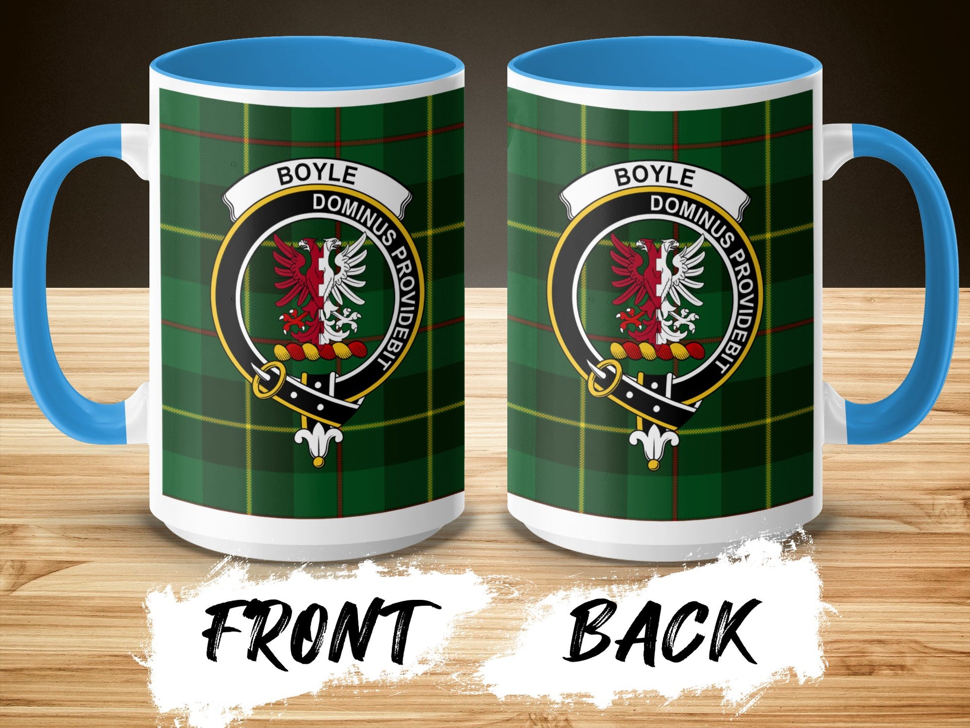 Boyle Dominus Providebit Crest Emblem Green Plaid Mug - Living Stone Gifts