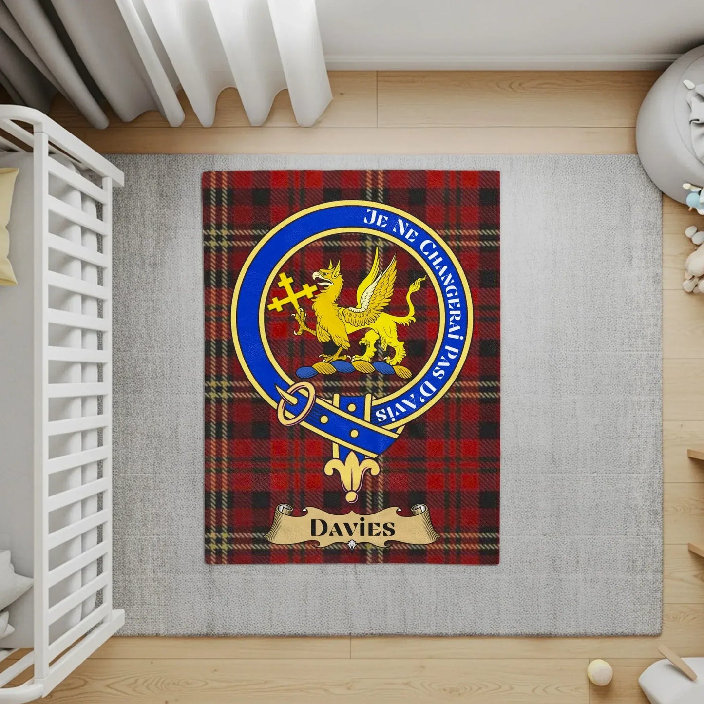 Crest Design with Griffin and Plaid Pattern rug product