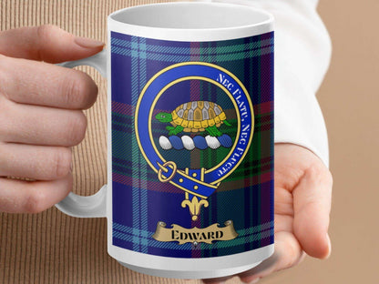 Attractive Edward Clan Crest Plaid Tartan Scottish Mug - Living Stone Gifts