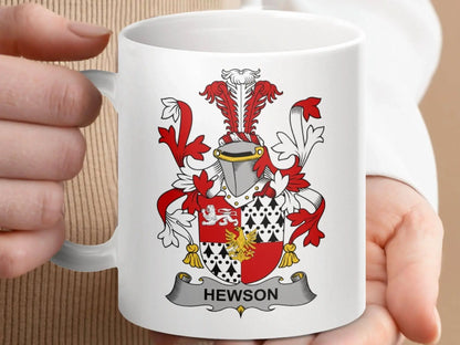 Hewson Surname Irish Family Crest Mug - Celtic Ancestry Gifts