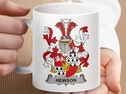 Hewson Surname Irish Family Crest Mug - Celtic Ancestry Gifts