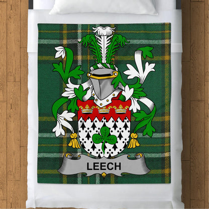 Leech Surname Irish Tartan Throw Blanket - Living Stone Gifts