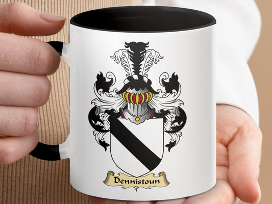 Clan Dennistoun Scottish Coat of Arms Accent Coffee Mug - Living Stone Gifts