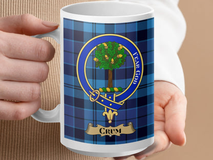 Clan Crum Scottish Clan Tartan with Crest Mug - Living Stone Gifts