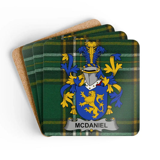 McDaniel Family Crest Plaid Design Coaster Set product