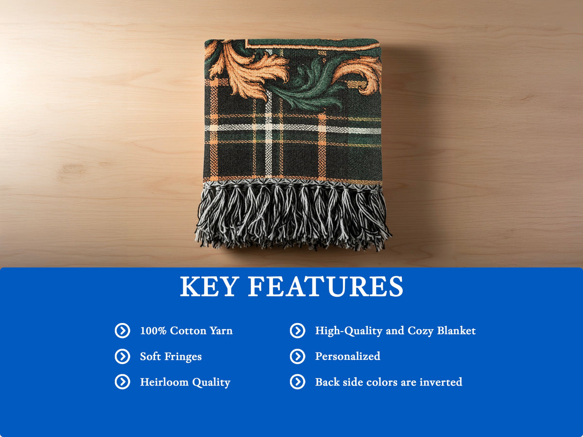 Keeffe heirloom-quality woven blanket detail showing woven texture and decorative fringe