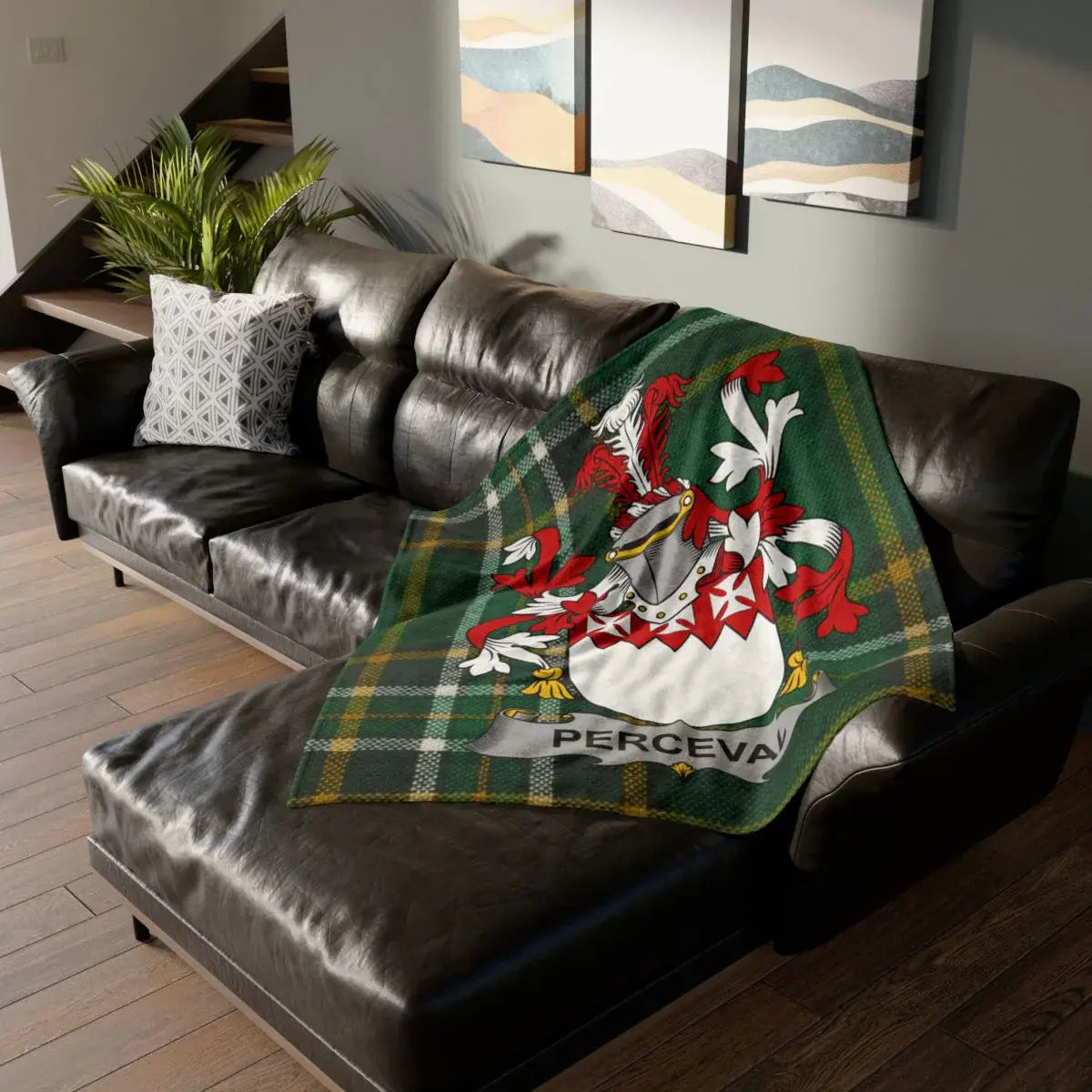 Personalized Family Crest Cozy Plaid Blanket product