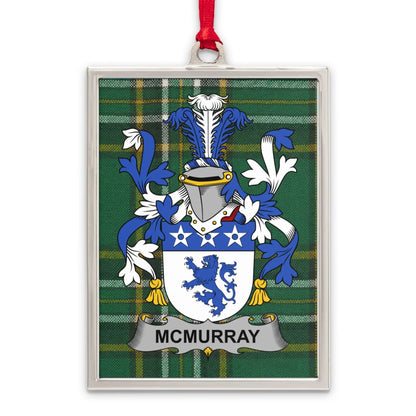 McMurray Family Crest Plaid Background Hanging Ornament