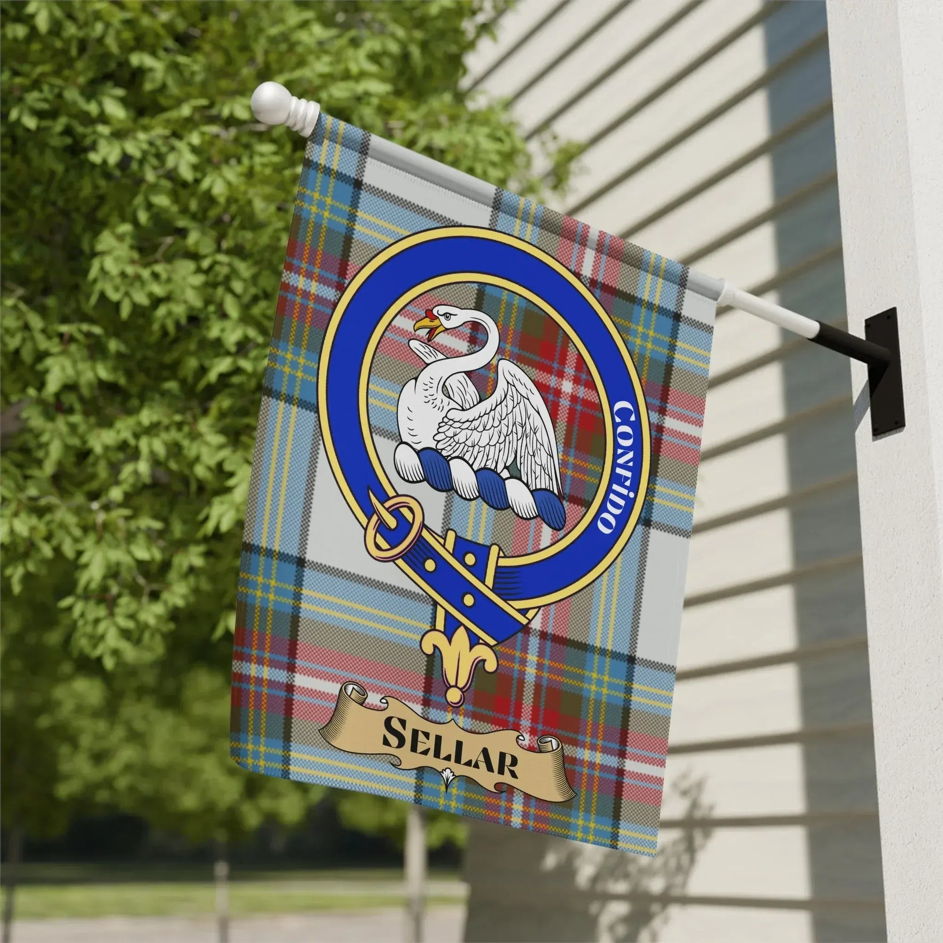 Sellar Clan Tartan Flag with Crest and Motto product