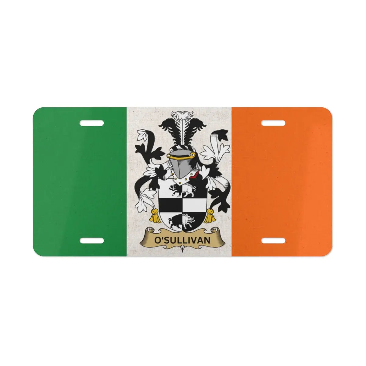 O'Sullivan Family Crest on Irish Flag License Plate product