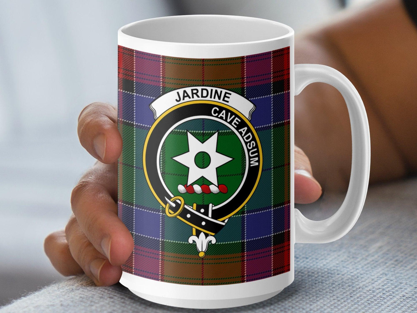 Jardine Clan Crest Scottish Heritage Tartan Pattern Mug - Living Stone Gifts