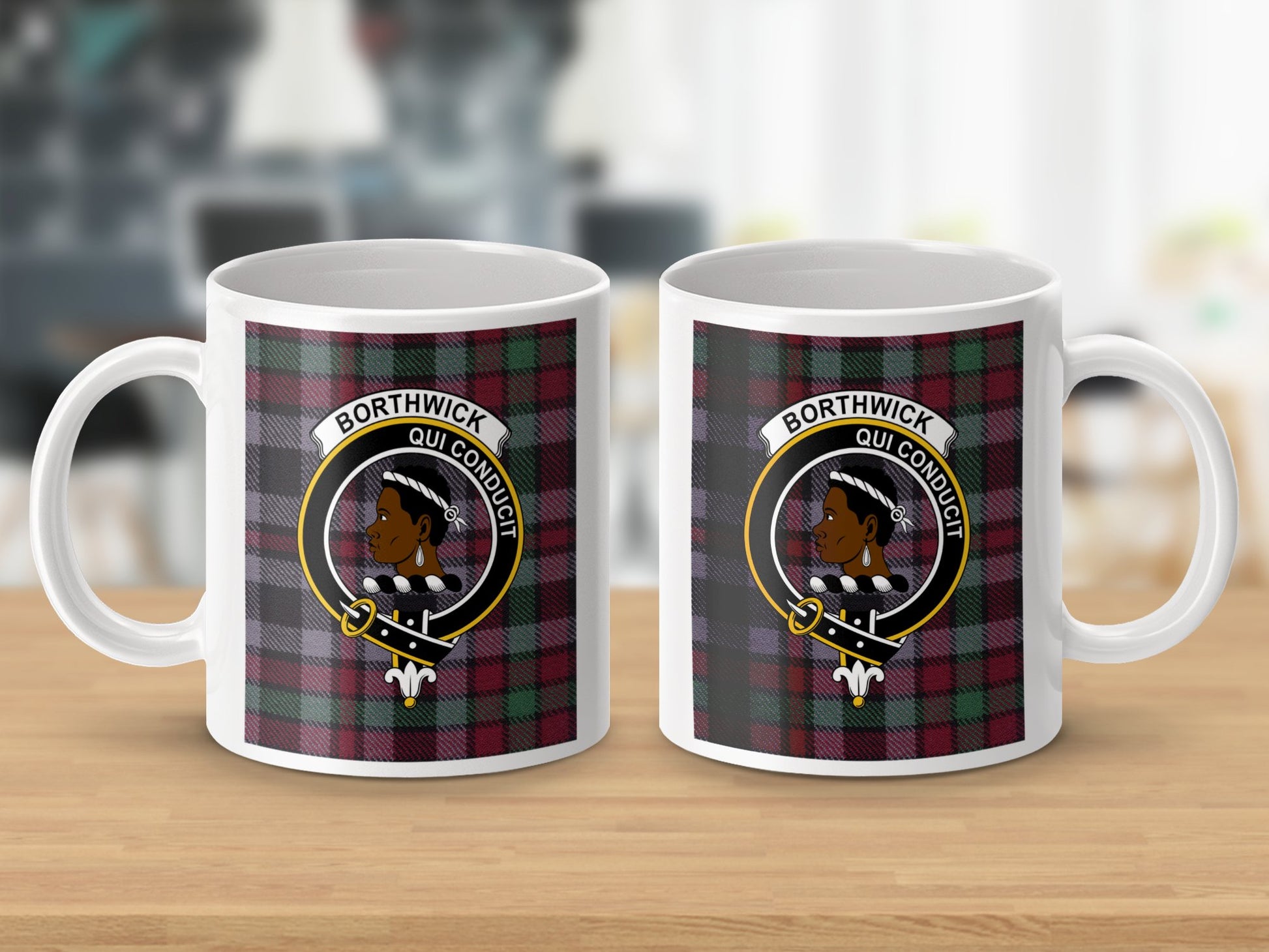 Borthwick Crest Clan Tartan Design Coffee Mug - Living Stone Gifts