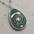 Shaw clan crest pendant with tartan on chain necklace