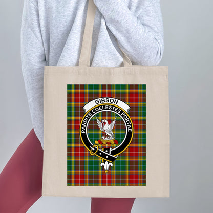 Gibson Clan Coelestes Portae Tartan Background Tote Bag - Living Stone Gifts