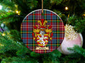 Jackson Scottish clan ceramic ornament with family crest on a Caledonia tartan background, hanging on a Christmas tree