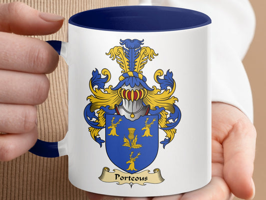 Porteous Scottish Clan Surname Coat of Arms Mug - Living Stone Gifts