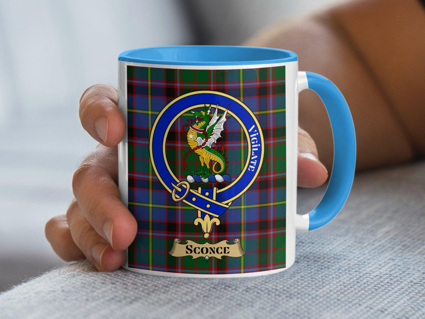 Sconce Scottish Clan Crest Tartan Design Mug - Living Stone Gifts